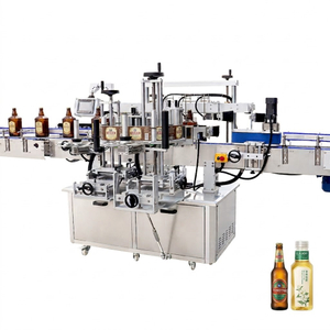 Automatic glass bottle labeling machine for beer bottles with neck and body labeling